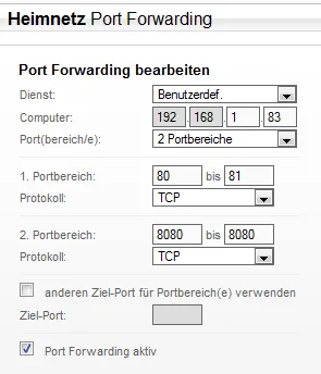 No IP Netzwerk Portfreigabe