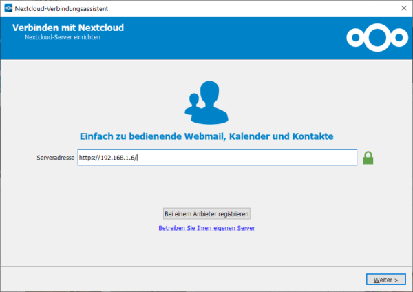 Nextcloud Config Serveradresse eingeben